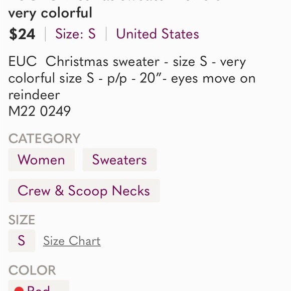 EUC Christmas Sweater Size Small Very cute bad pictures but nice Sweater. - Picture 4 of 4